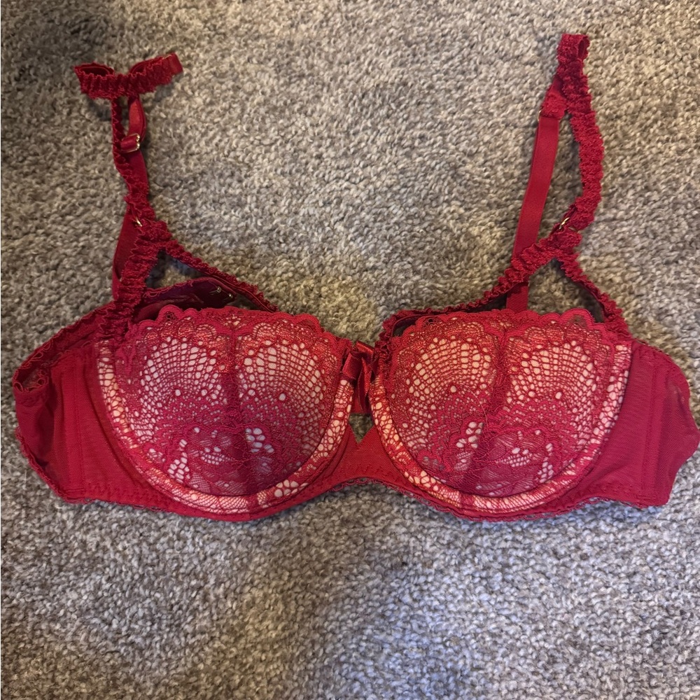 Elegant Red Lace Bra
